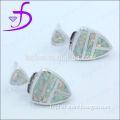Silver opal fish shape stud earring synthetic opal earring